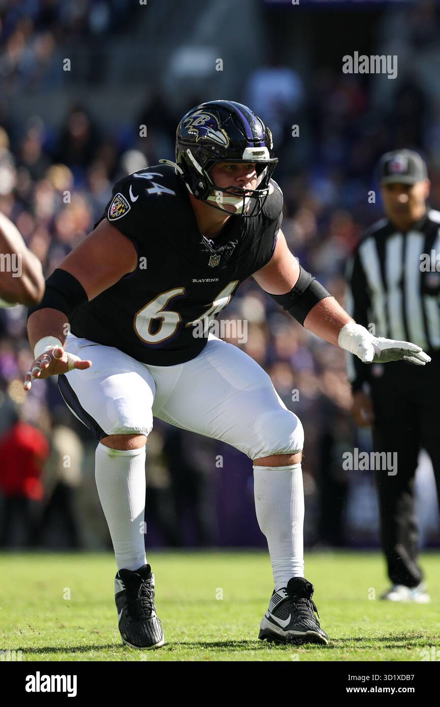 Baltimore Ravens center Tyler Linderbaum (64) in action during the ...