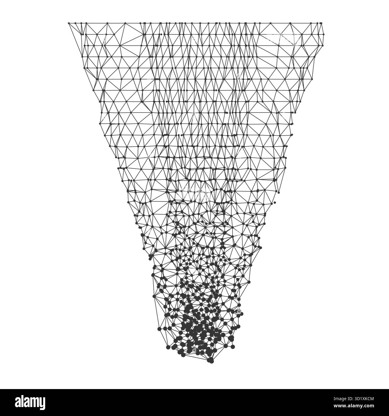Dynamic geometric wireframe tornado mesh design perfect for technology, science, or abstract backgrounds, modern presentations, and digital concepts isolated on white background vector illustration. Stock Vector