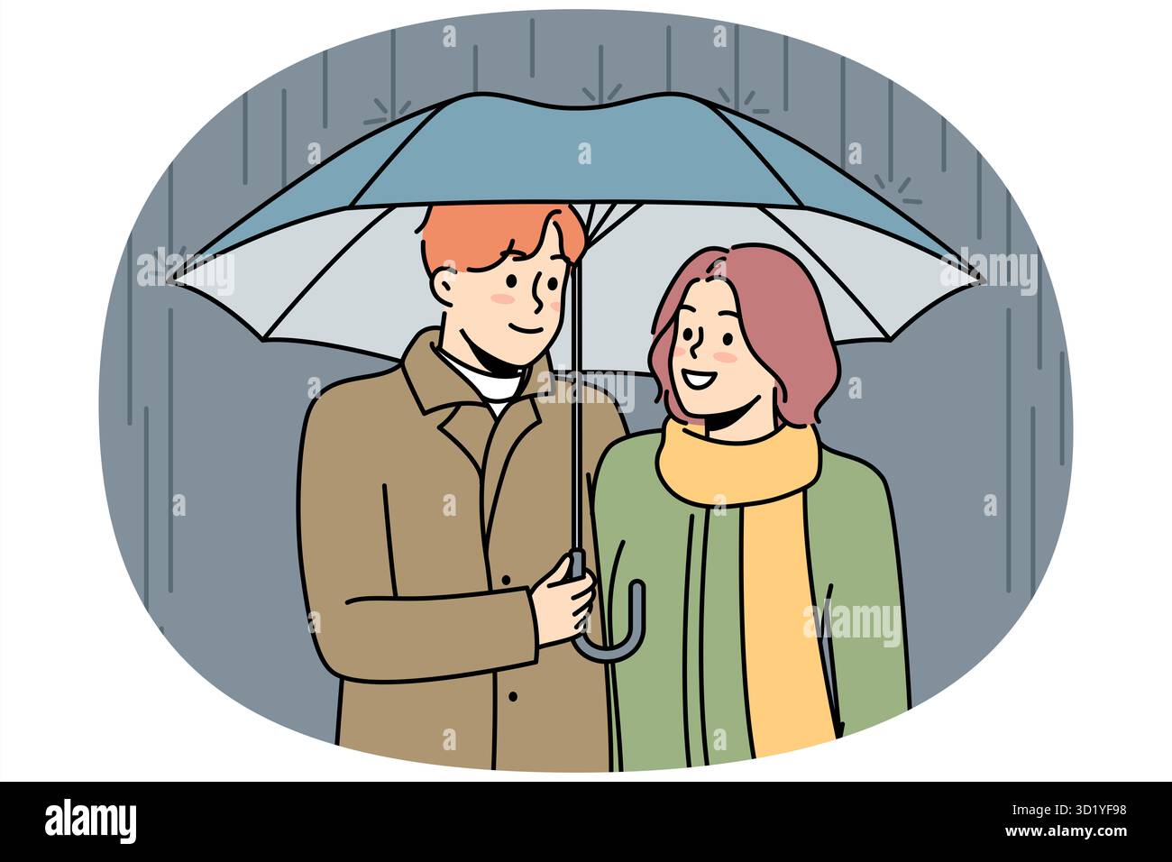 Woman umbrella outline rainy Cut Out Stock Images & Pictures - Alamy