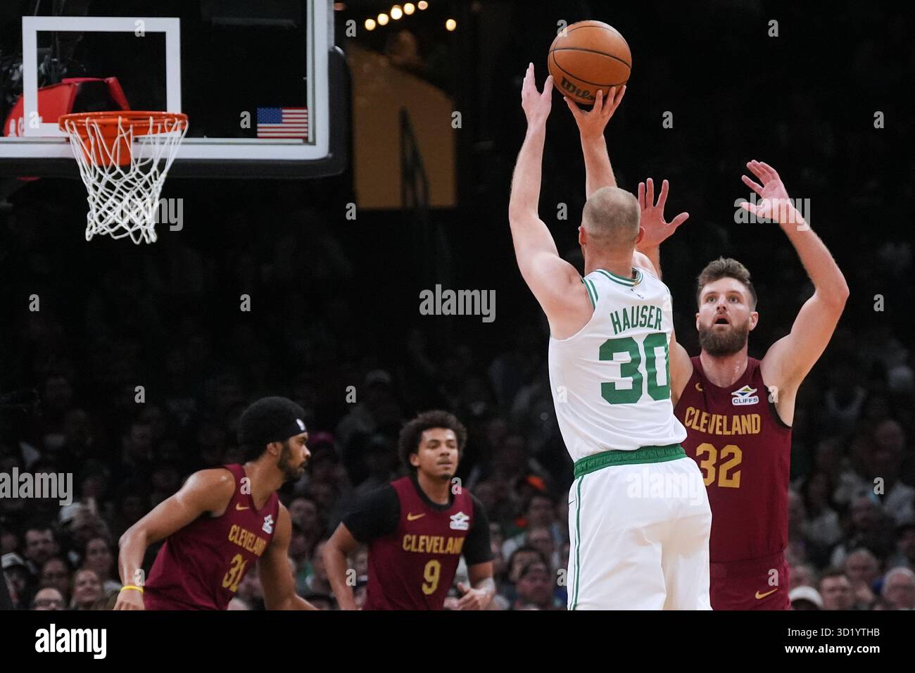 Boston Celtics forward Sam Hauser (30) shoots a 3-pointer against ...