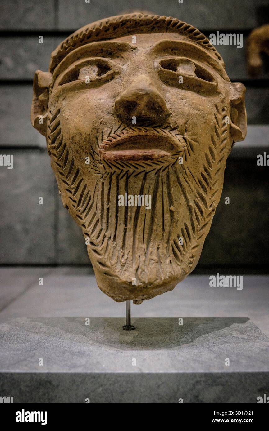 Punic Ritual Masks Bearded funerary mask, Punic-Ebusitan style, 400-300 BC, Archaeological ...