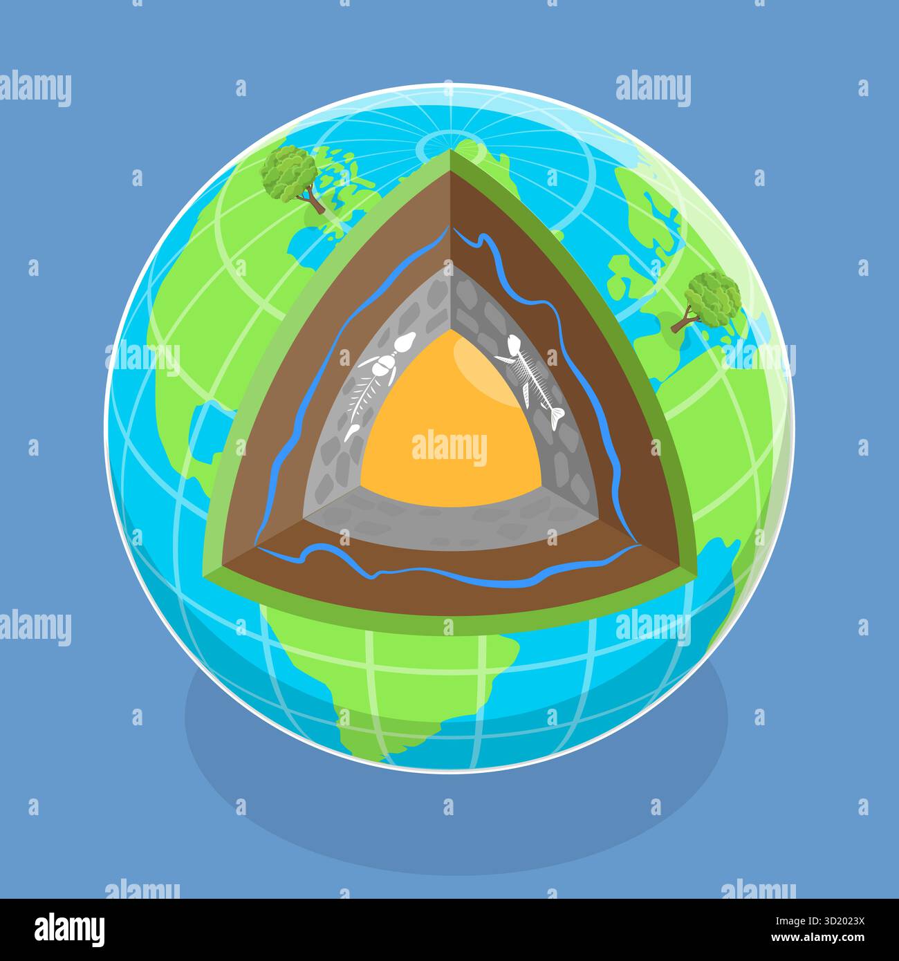 3D Isometric Flat Illustration of Earth Structure Layers, Education ...