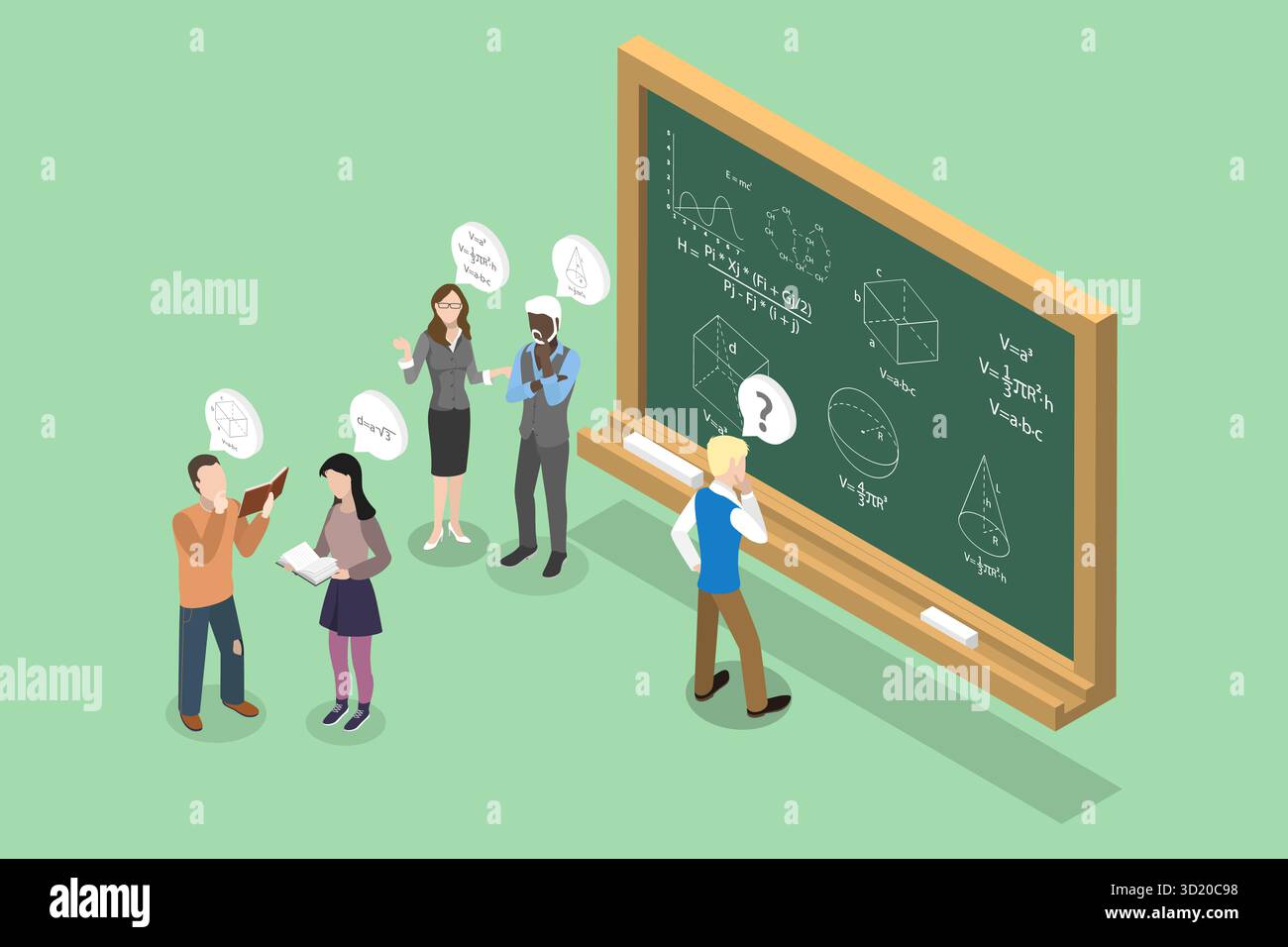 3D Isometric Flat Illustration of Thinking About Solving Problem ...