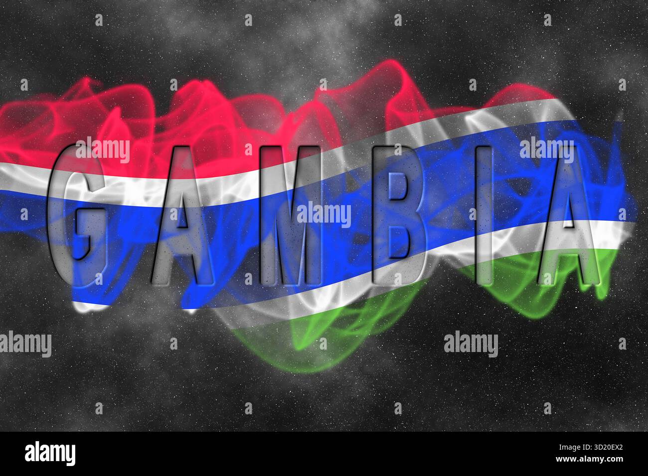 Gambia Flag with Starry Background Stock Photo