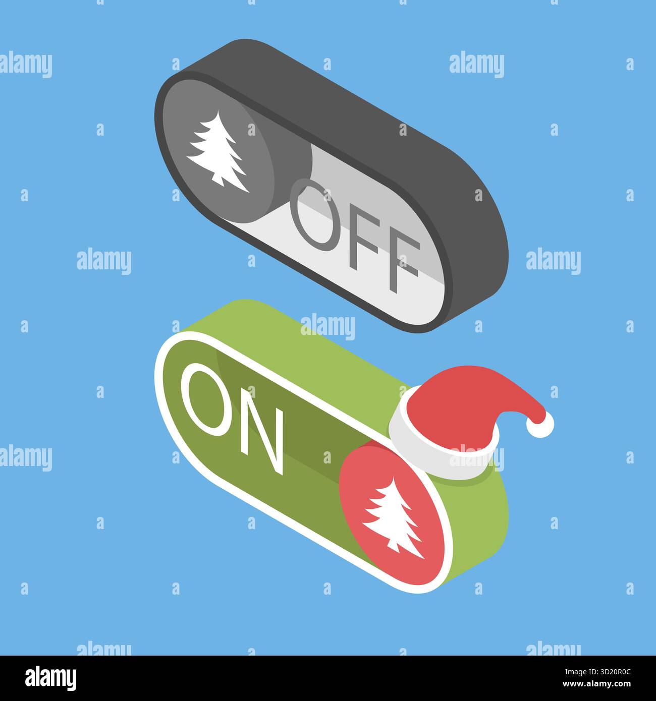 3D Isometric Flat Illustration of Christmas On-off, Template for ...