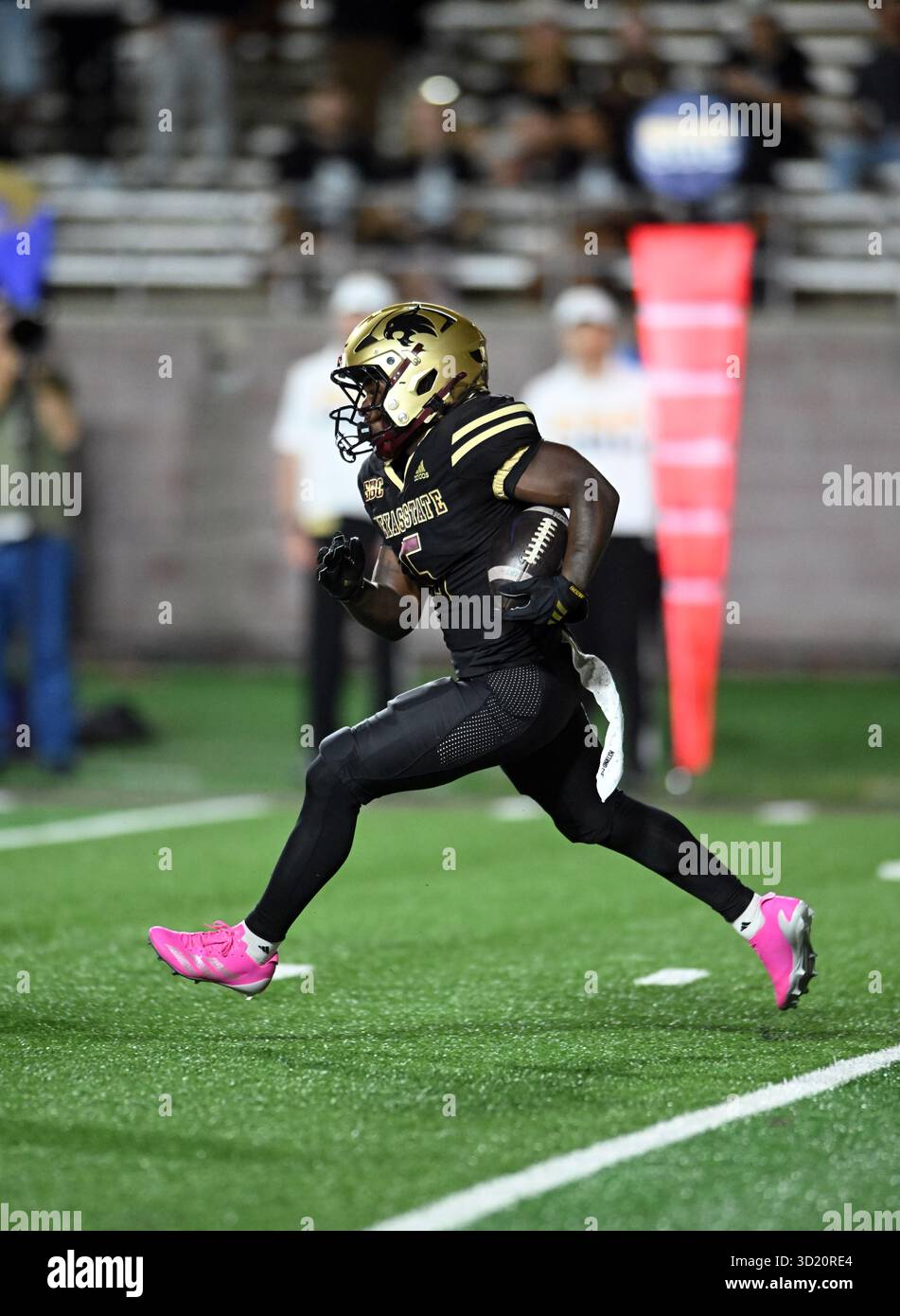 SAN MARCOS, TX - OCTOBER 28: Texas State Bobcats RB Jaylen Jenkins ...
