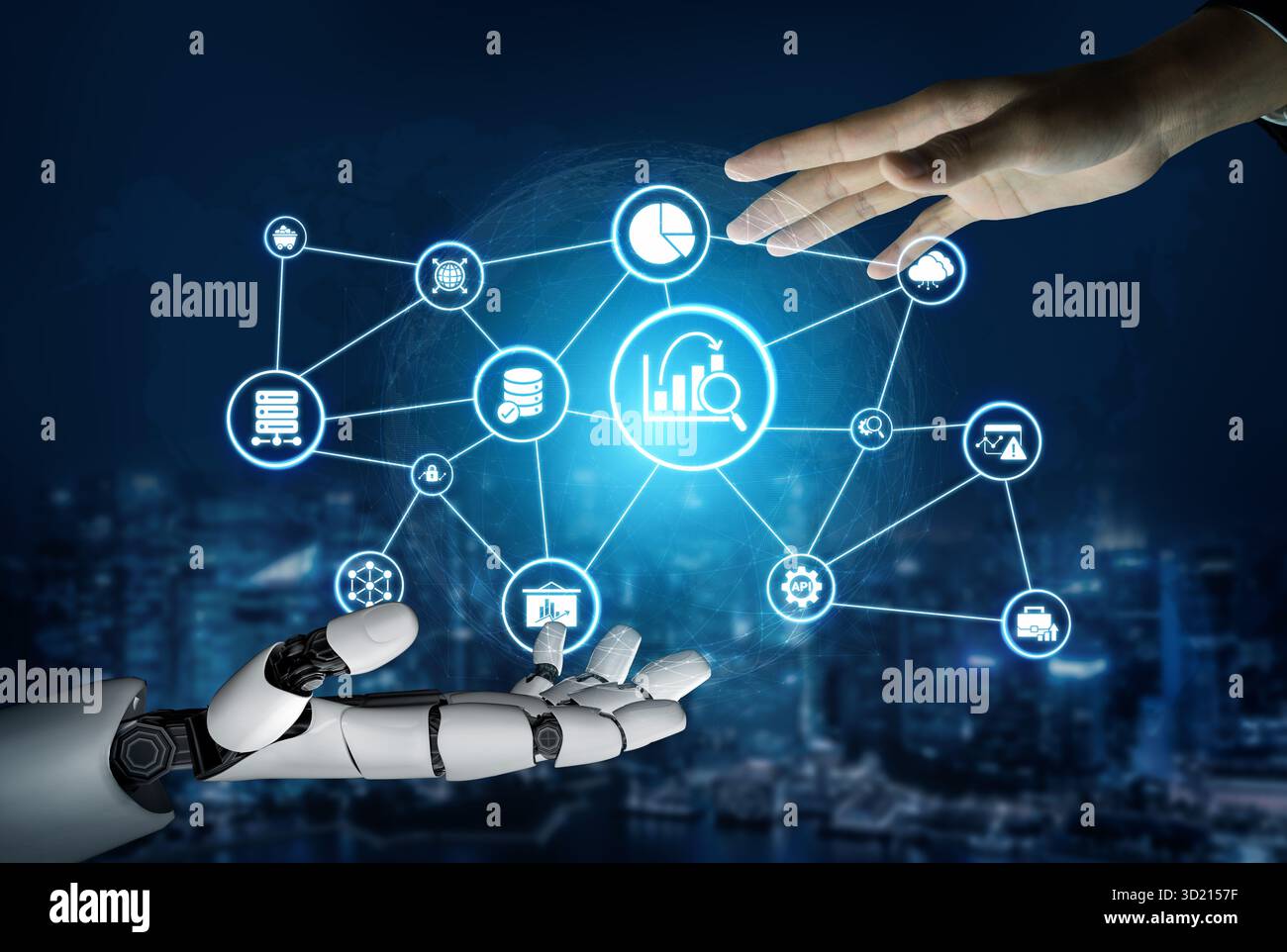 AI data analytics delivers predictive insights, real-time modeling, and business intelligence for data-driven decision-making in digital enterprises. Stock Photo