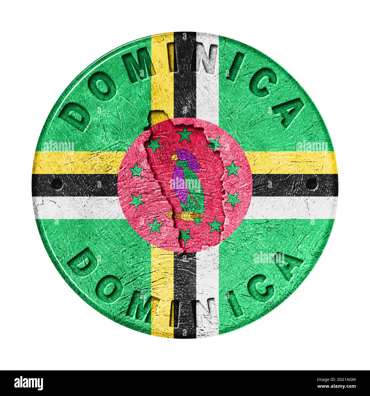 Map Button Flag Dominica flag button map Cut Out Stock Images & Pictures - Alamy