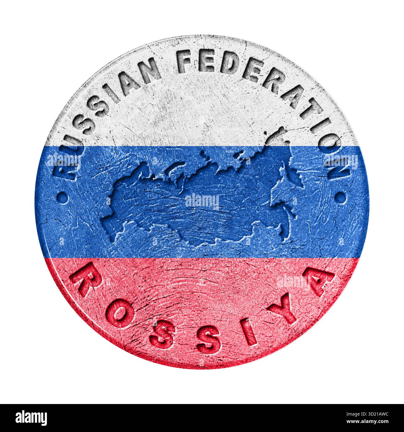 Russia Flag Button with Map Stock Photo - Alamy
