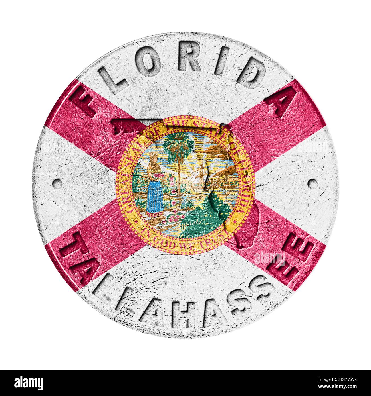 Florida Flag Button with Map Stock Photo - Alamy
