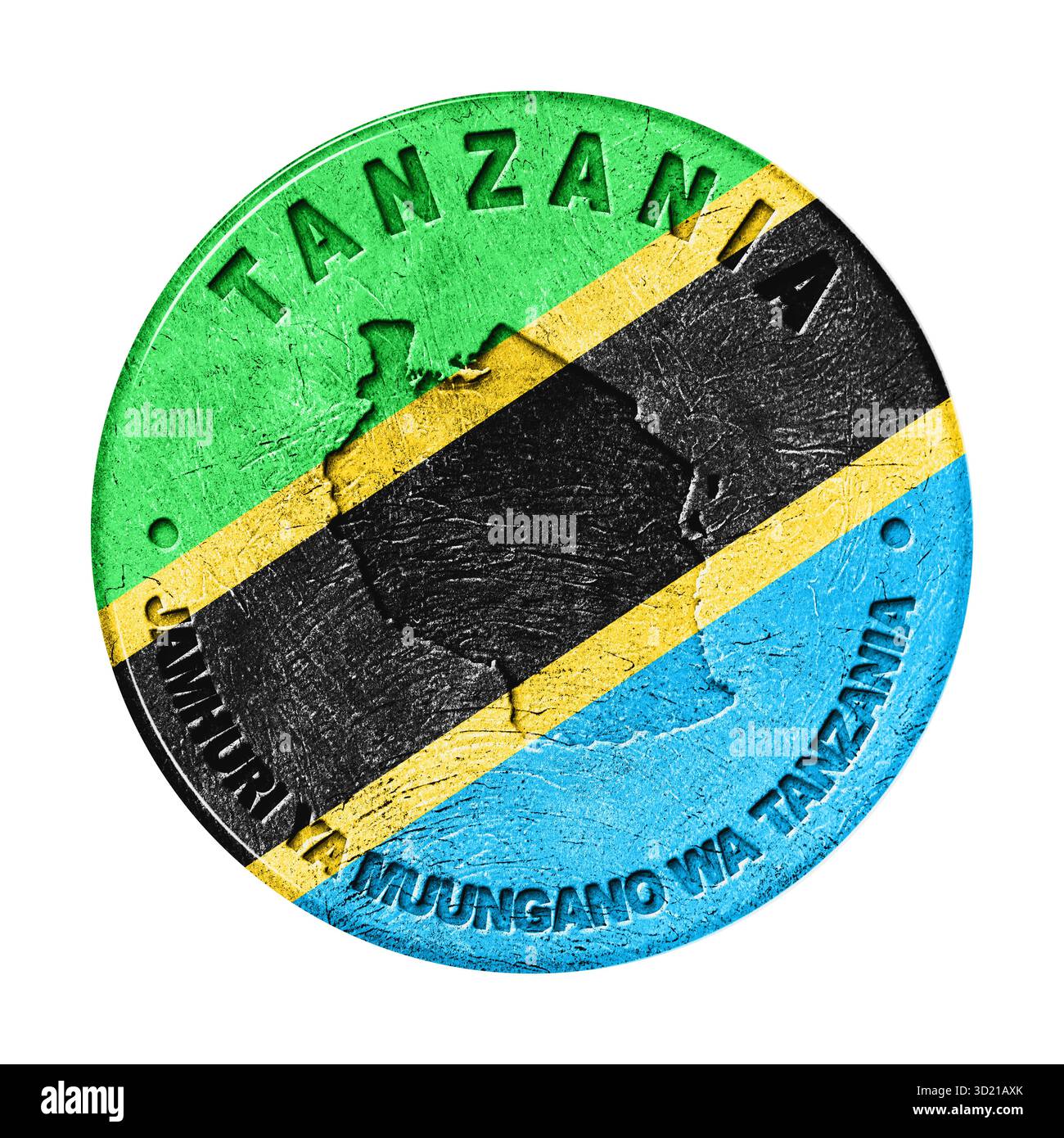 Tanzania Flag Button with Map Stock Photo - Alamy