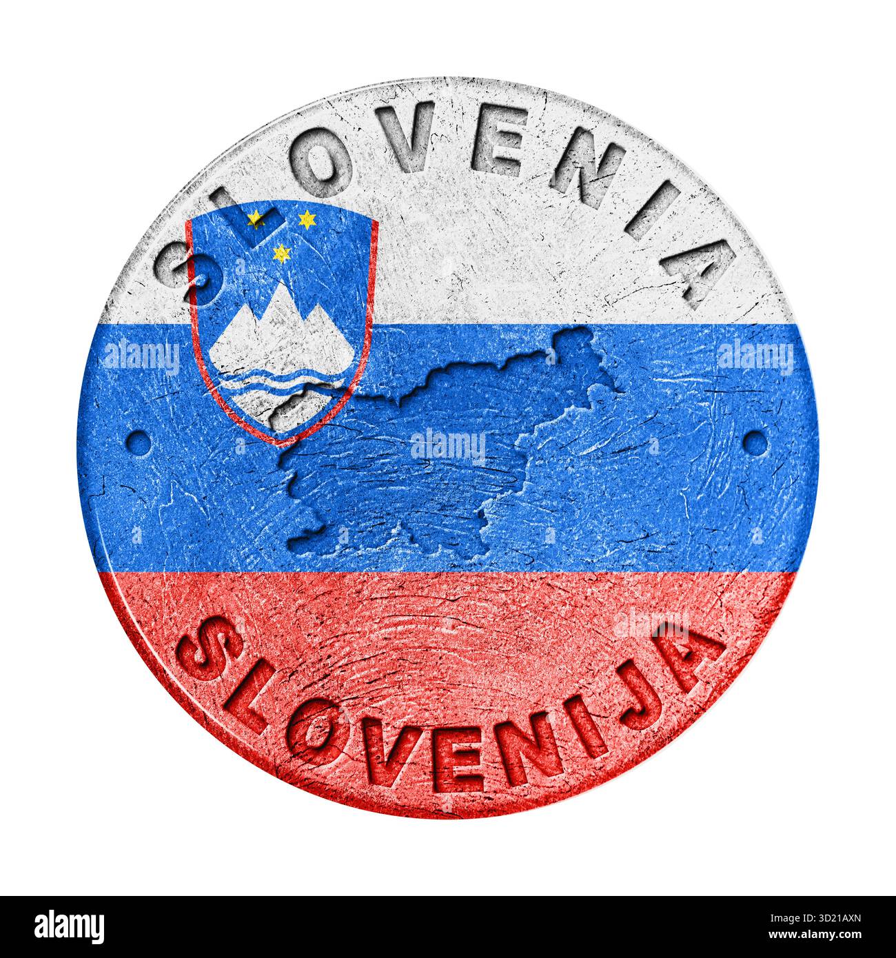 Slovenia Flag Button with Map Stock Photo - Alamy