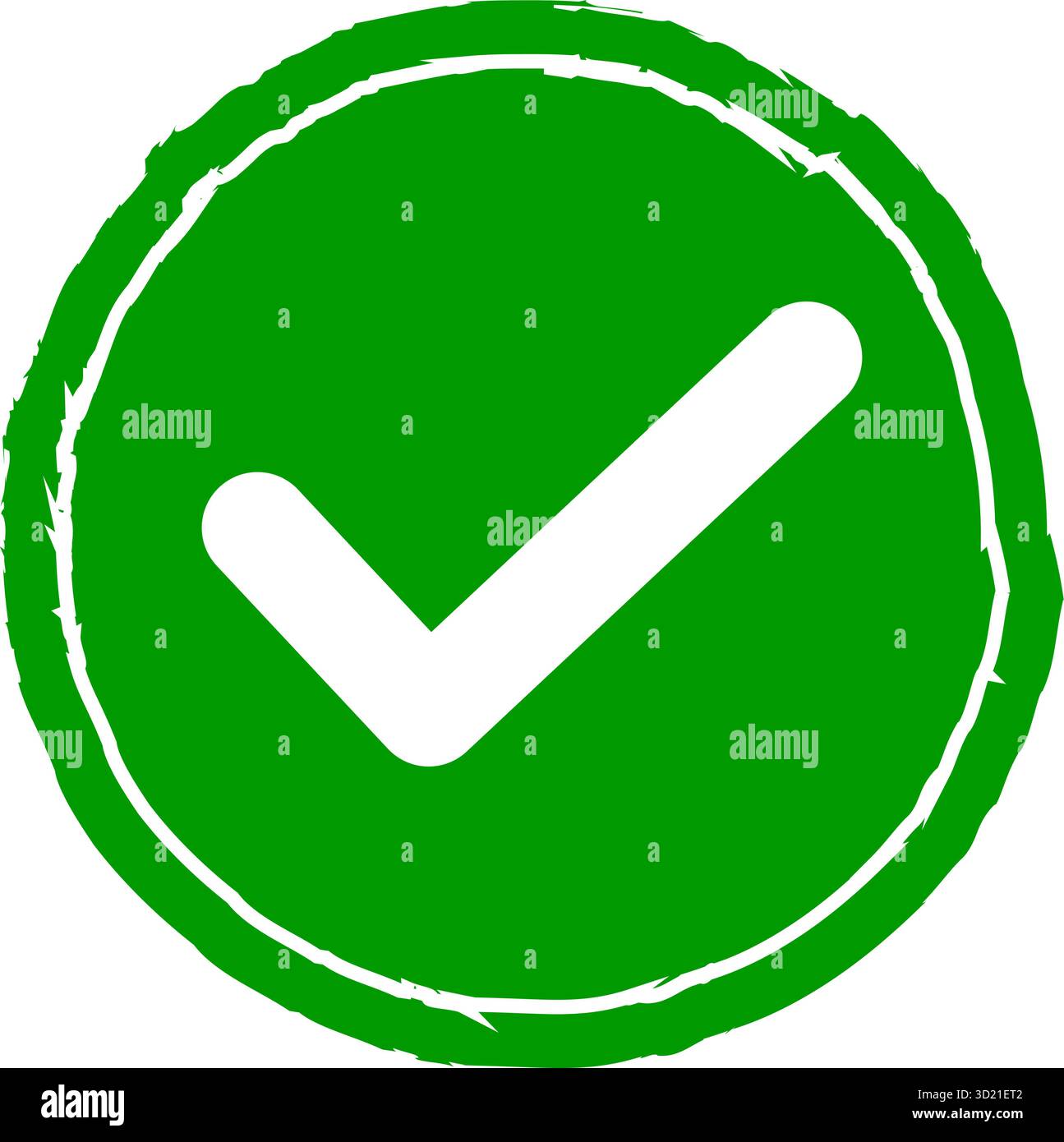 Grunge check mark in circle vector icon isolated on white perfect for ...