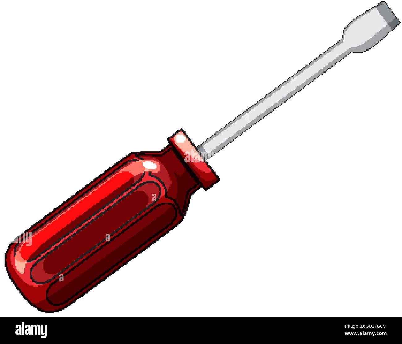 Flathead screwdriver with red plastic handle, clean vector style, isolated on white background Stock Vector