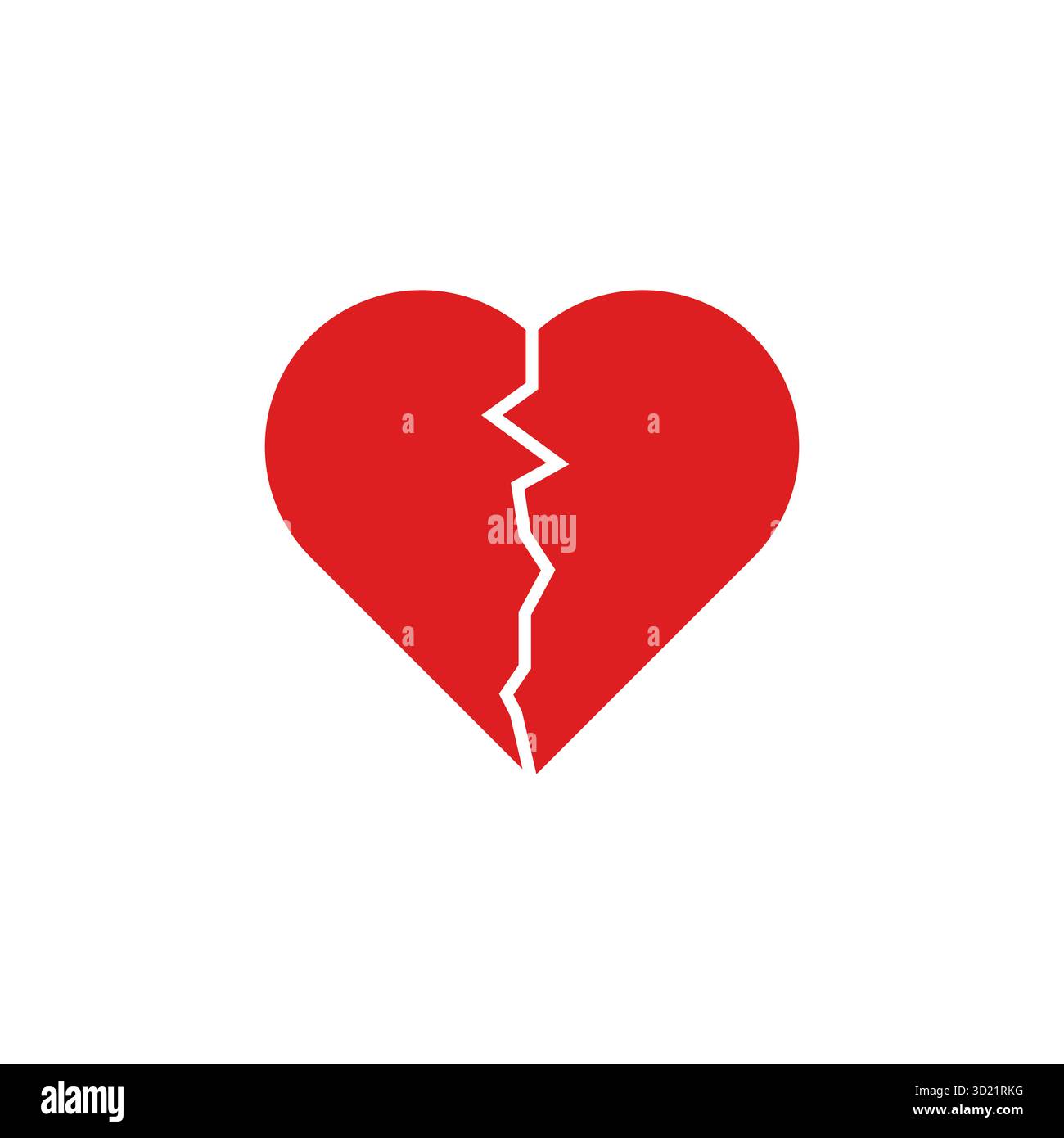 Red Broken Heart Vector Icon Isolated on White Background Stock Vector