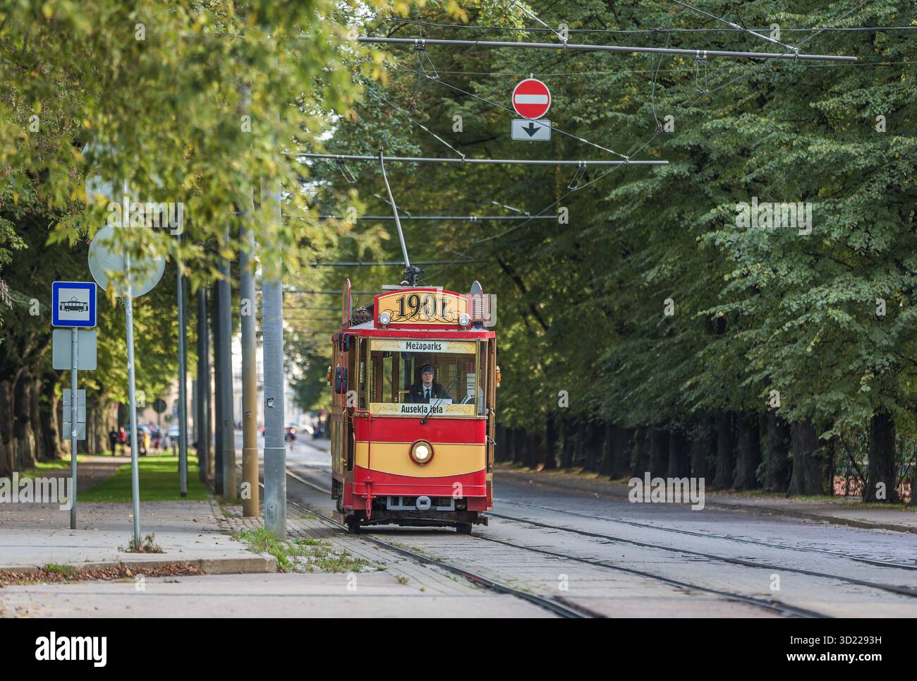 First Tram In Riga Historic retro tram in Riga Stock Photo - Alamy