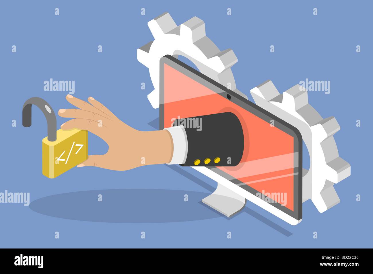 3D Isometric Flat  Illustration of Open Source Programming, Free Software Stock Photo
