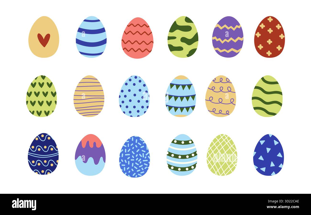 Easter egg icon set. Happy Easter decorating icon. Easter eggs spring icons collection. Stock Vector