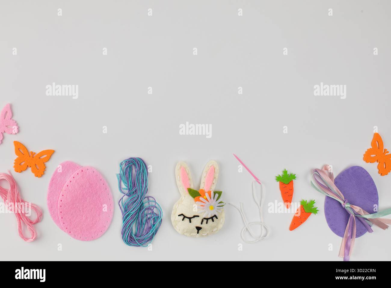 Creative easter craft supplies for diy projects and decoration ideas. Copy space Stock Photo