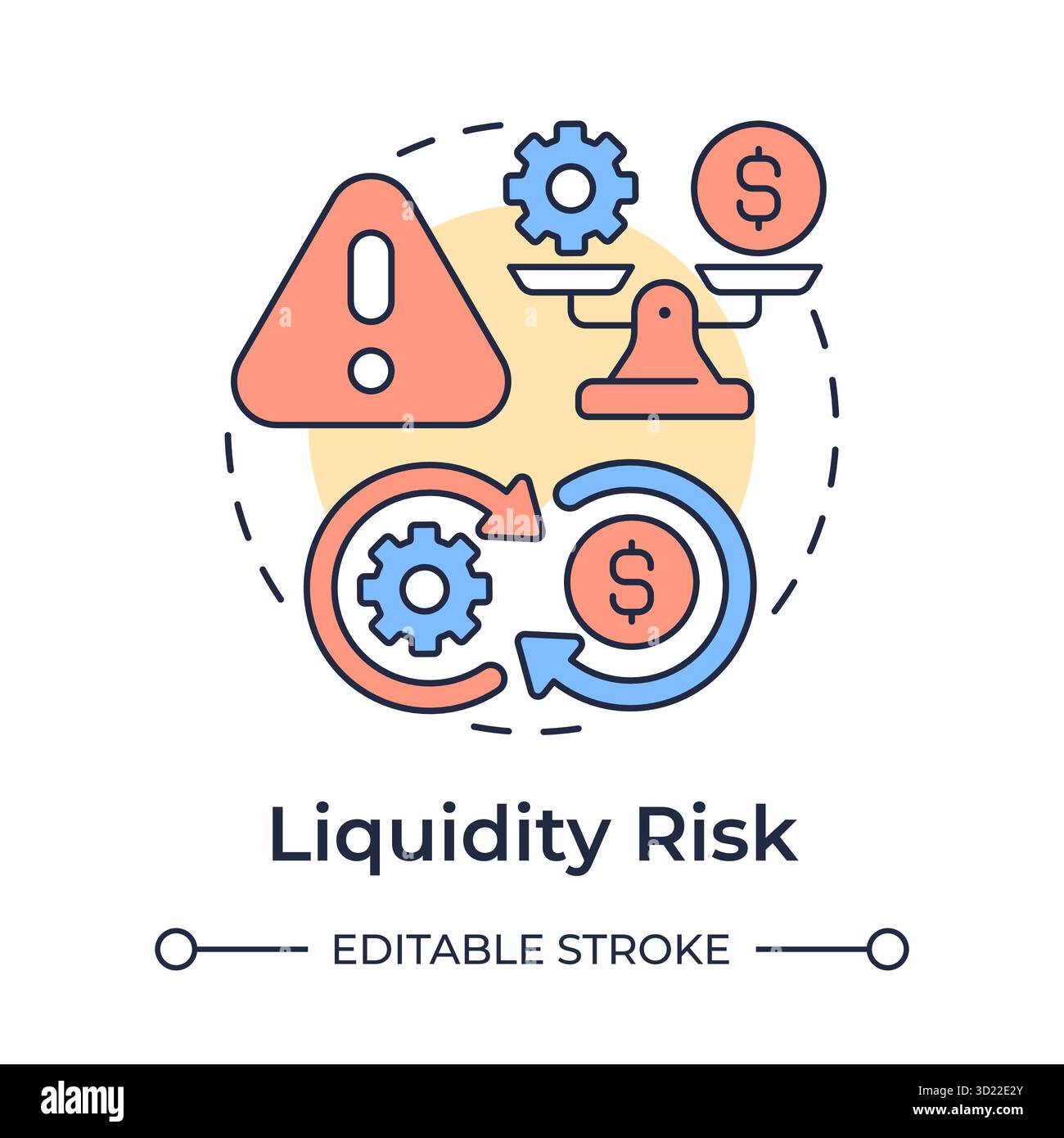 Liquidity risk multi color concept icon Stock Vector