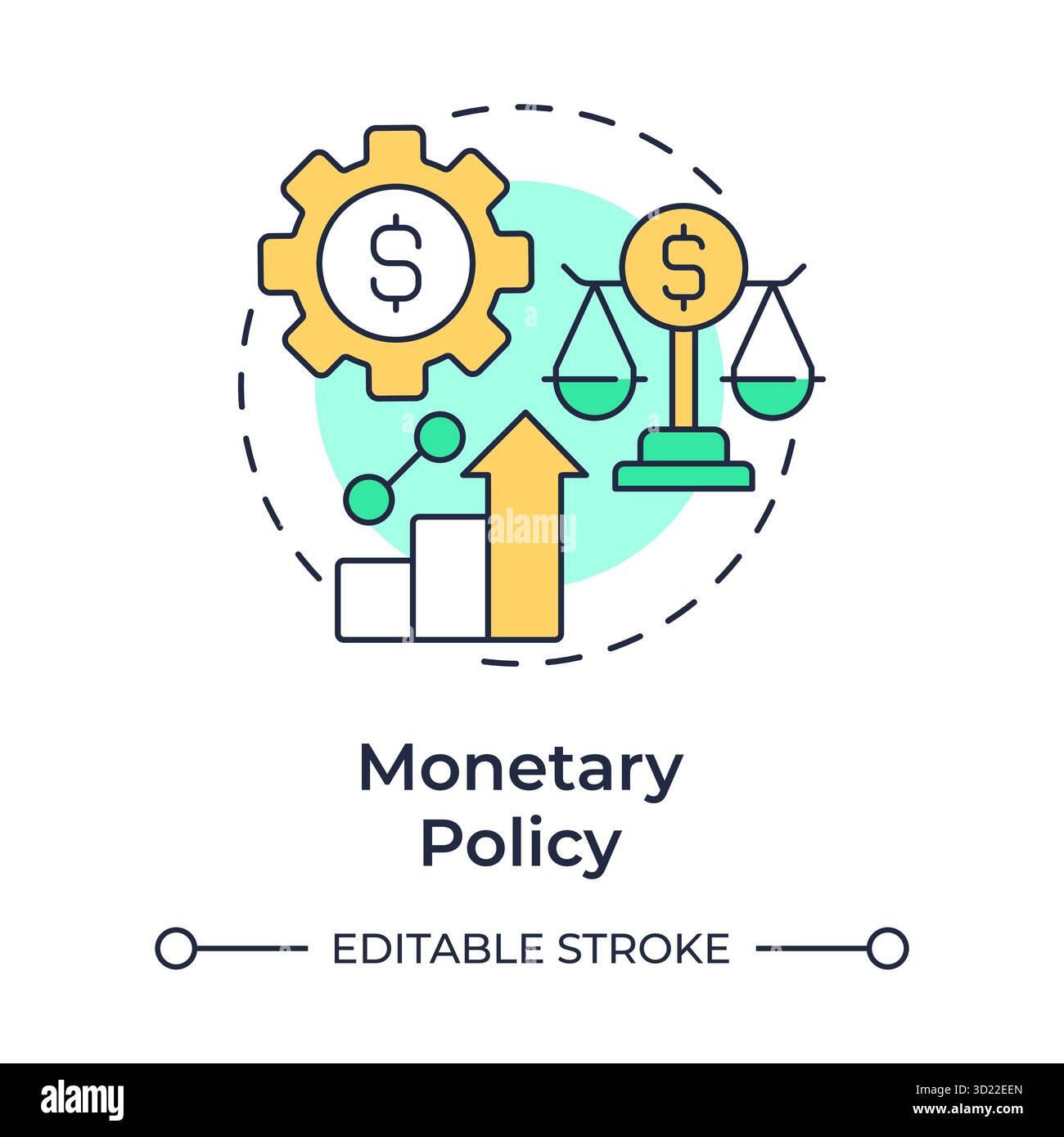 Monetary policy multi color concept icon Stock Vector