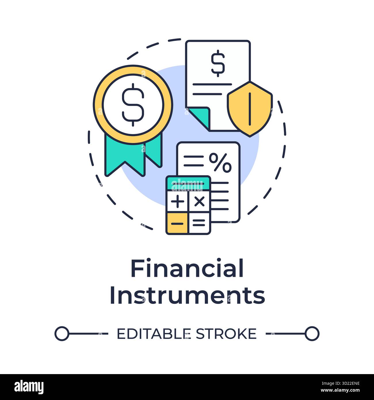 Financial instruments multi color concept icon Stock Vector