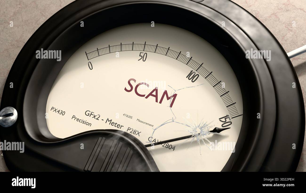 Scam meter showing high levels of scam. Dangerously increasing values ...