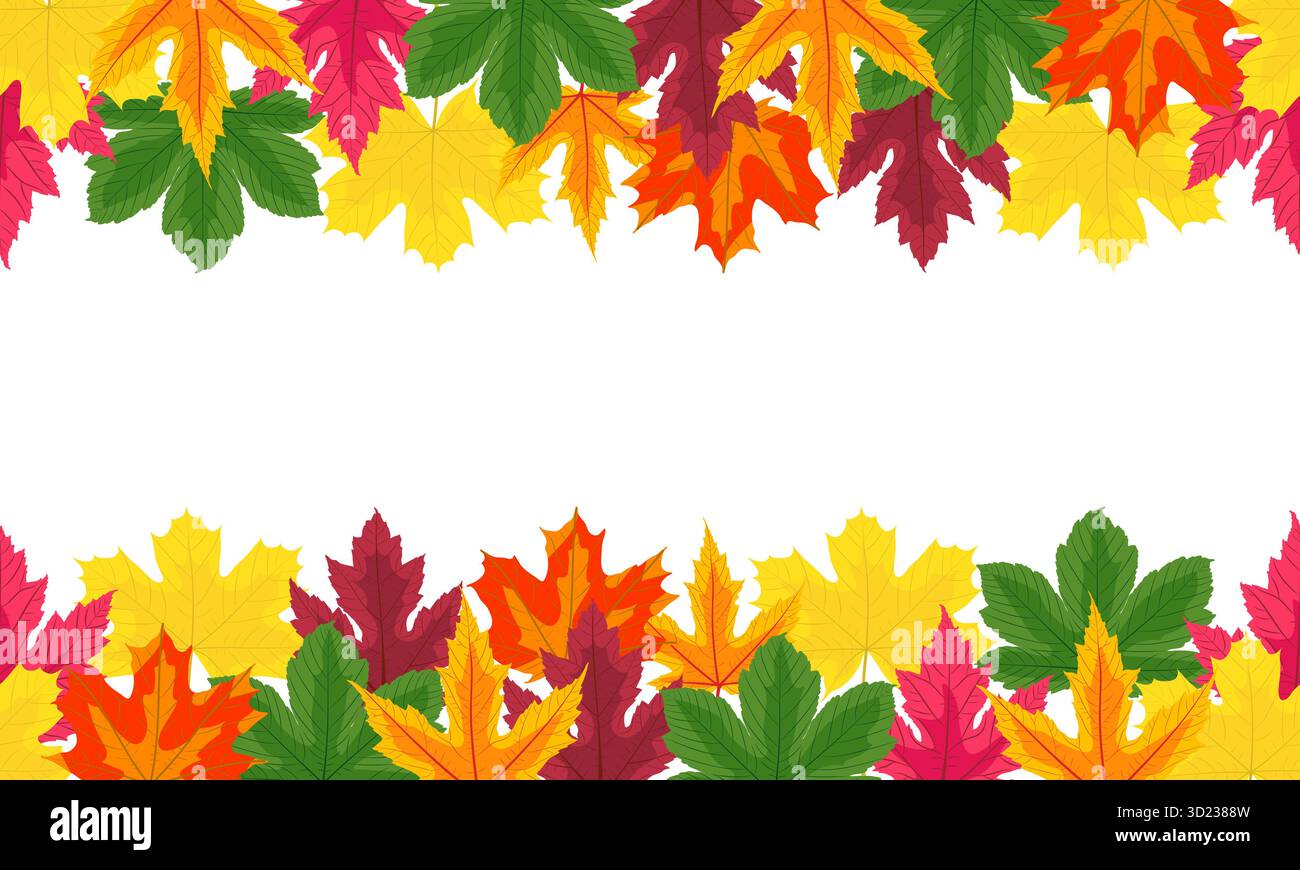 Autumn Maple Leaf Frame Horizontal Seamless Border Stock Vector