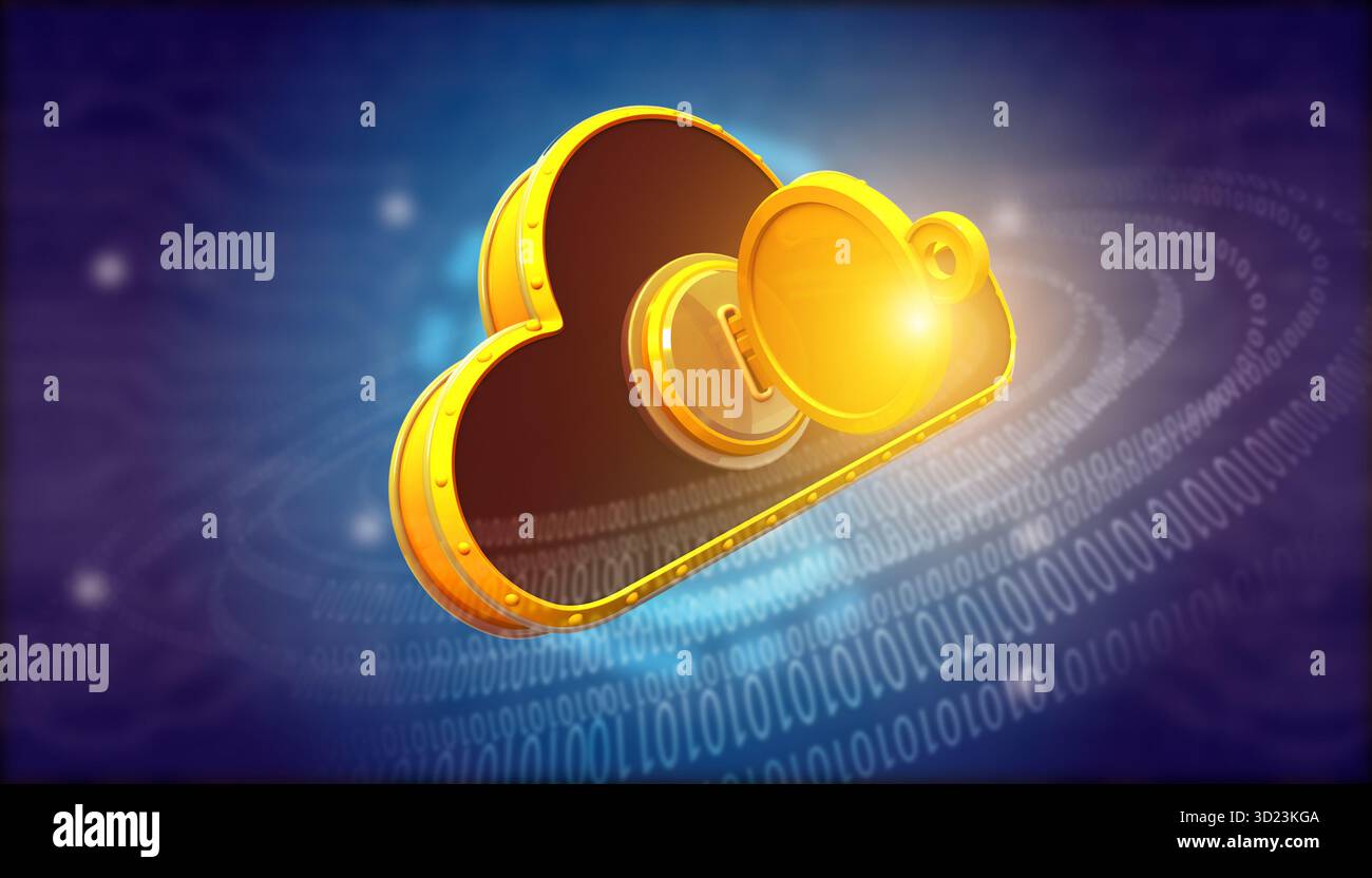 Cloud computing security concept. safety concept. 3d illustration Stock Photo