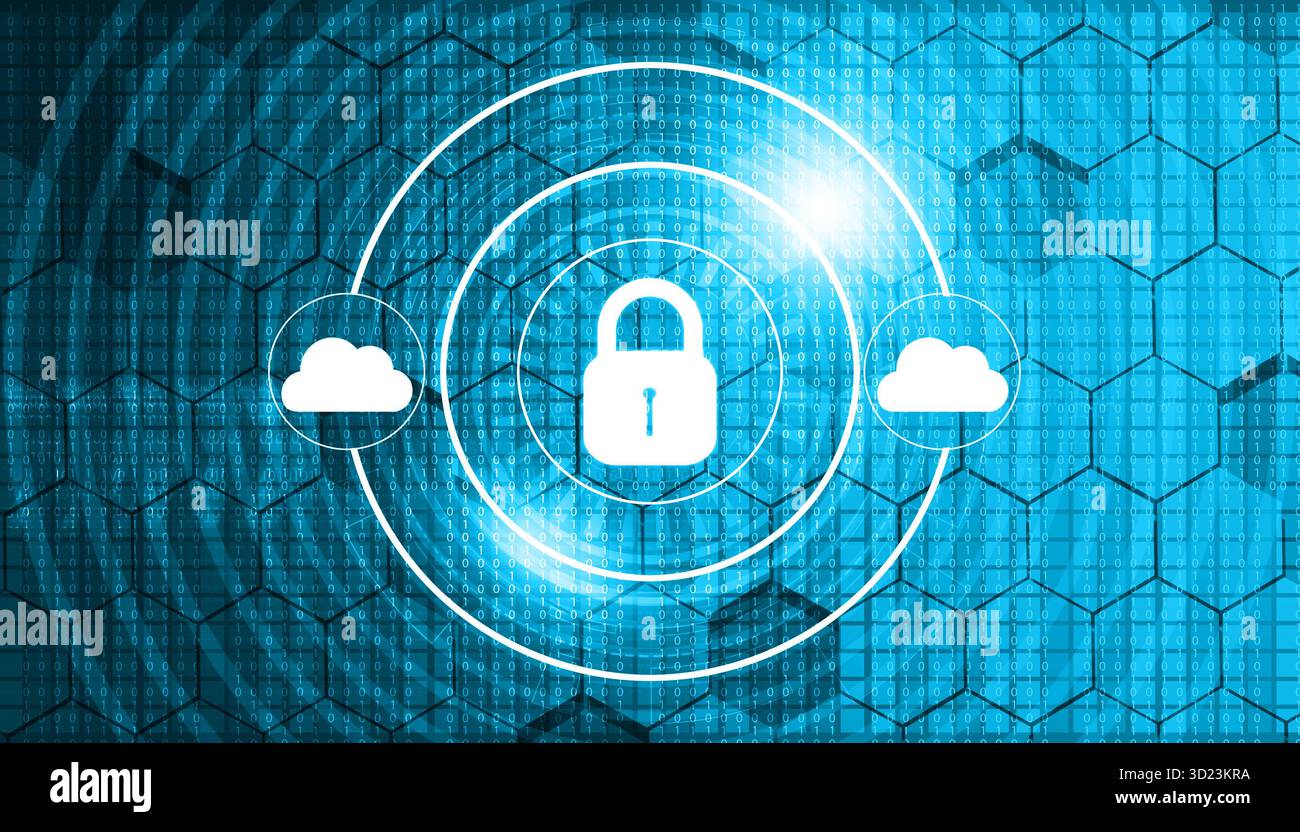 Cloud computing security concept. safety concept. 3d illustration Stock Photo