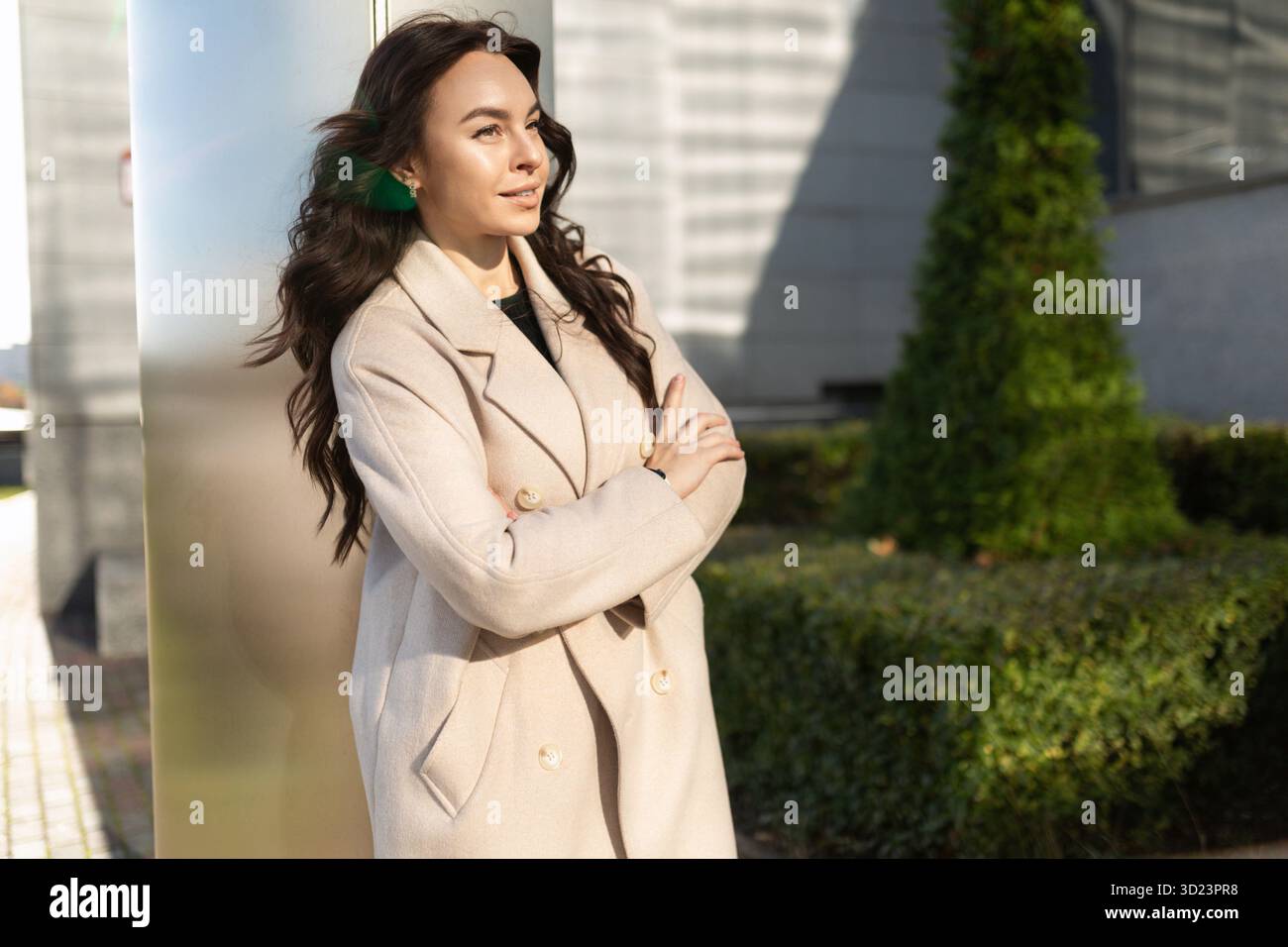 Woman Bank agent in business clothes outside half-length portrait, specialist in Quantitative development of the securities quot Stock Photo