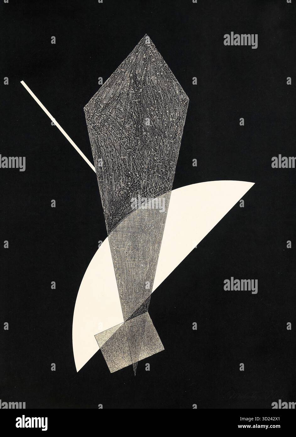 László Moholy Nagy, Konstruktion V (Construction V), lithographic print, 1922-1923 Stock Photo