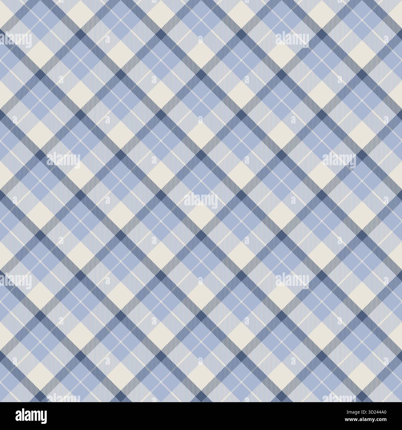 Light Blue Diagonal Plaid Pattern Stock Vector