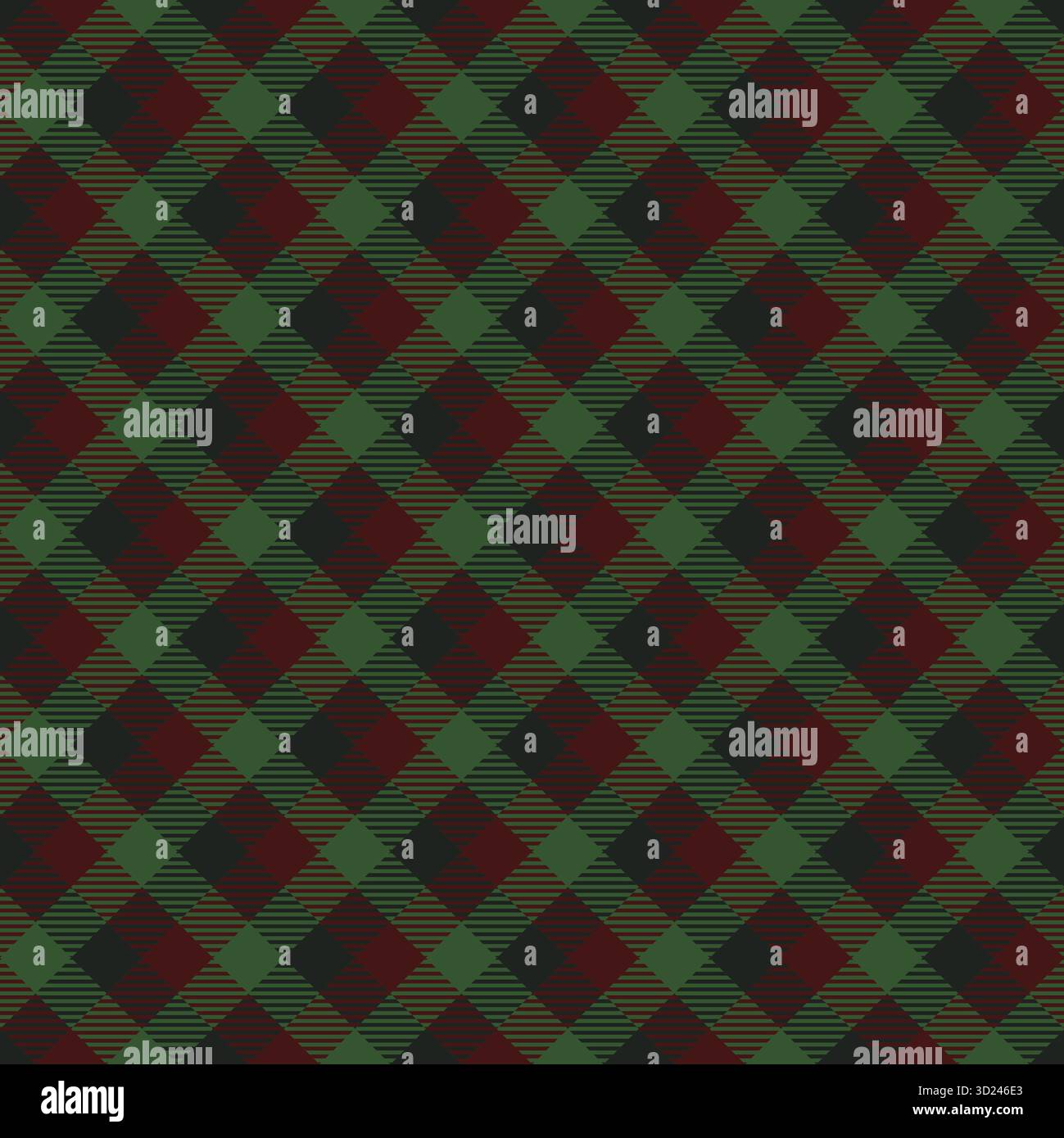 Dark Green Red Argyle Seamless Pattern Stock Vector