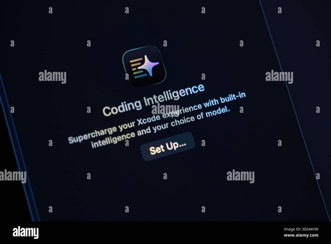 Poznan, Poland - September 18, 2025: A modern digital screen interface displays Coding Intelligence application setup, promoting advanced artificial i Stock Photo