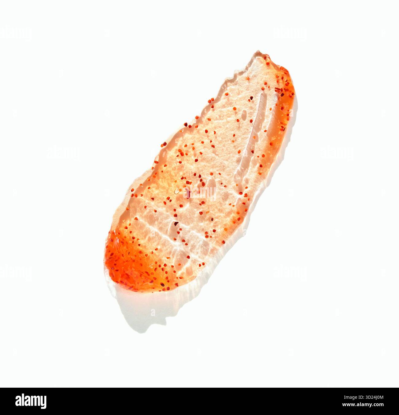 White background with salmon sushi slice and red roe garnish Stock Photo