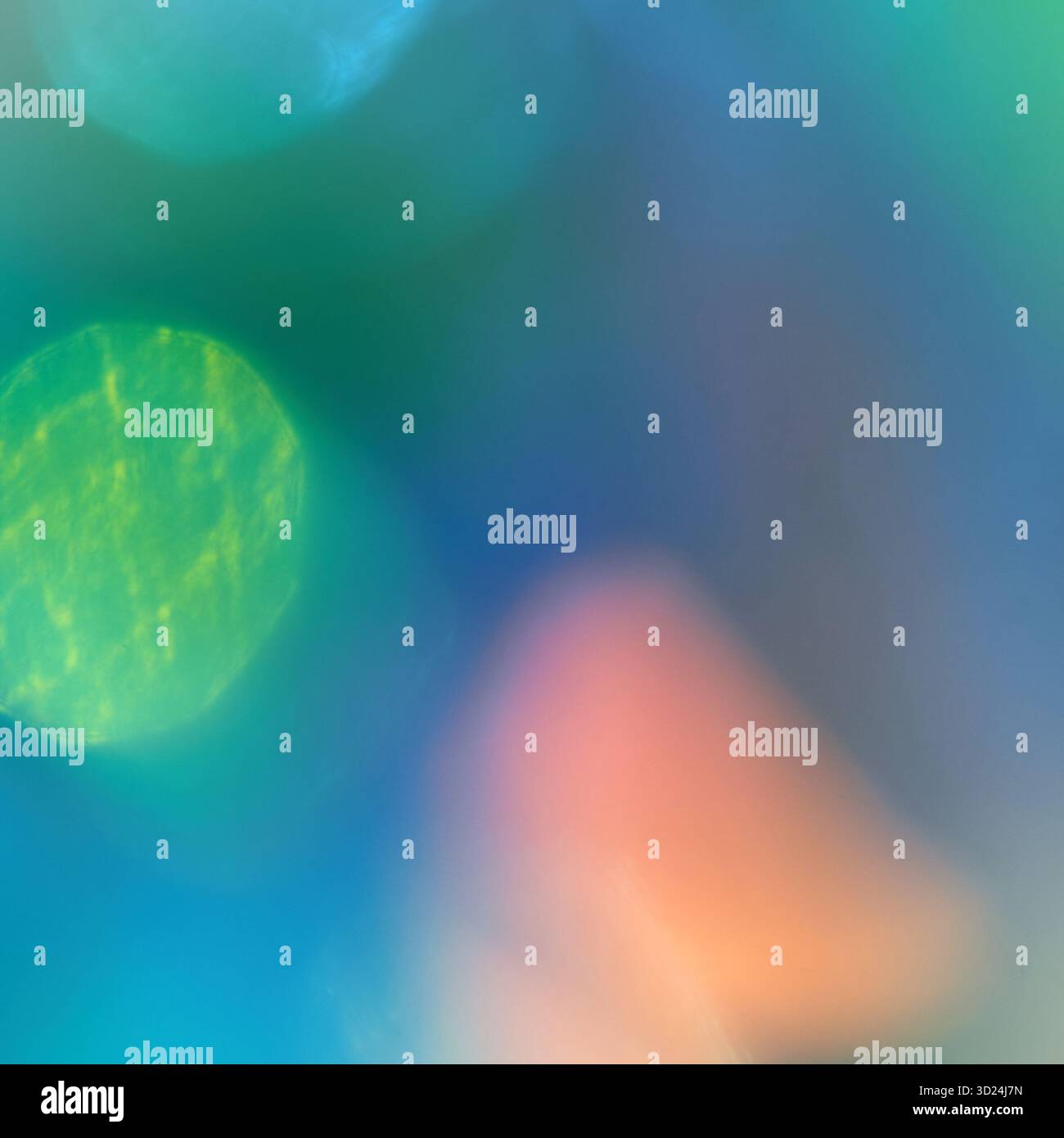 Abstract colorful bokeh with blurred shapes in blue and green tones Stock Photo