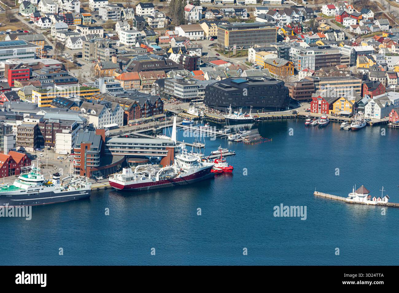 Tromso harbor from abobe Stock Photo