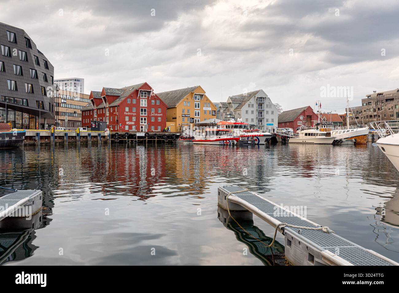 Tromso harbor at cloudy day Stock Photo