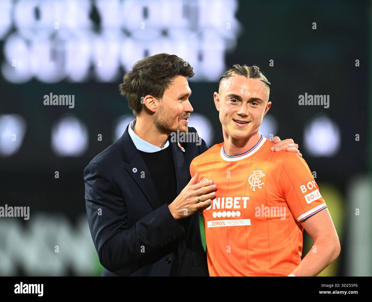 Rangers manager danny rohl with thelo neaasgaard hi-res stock ...