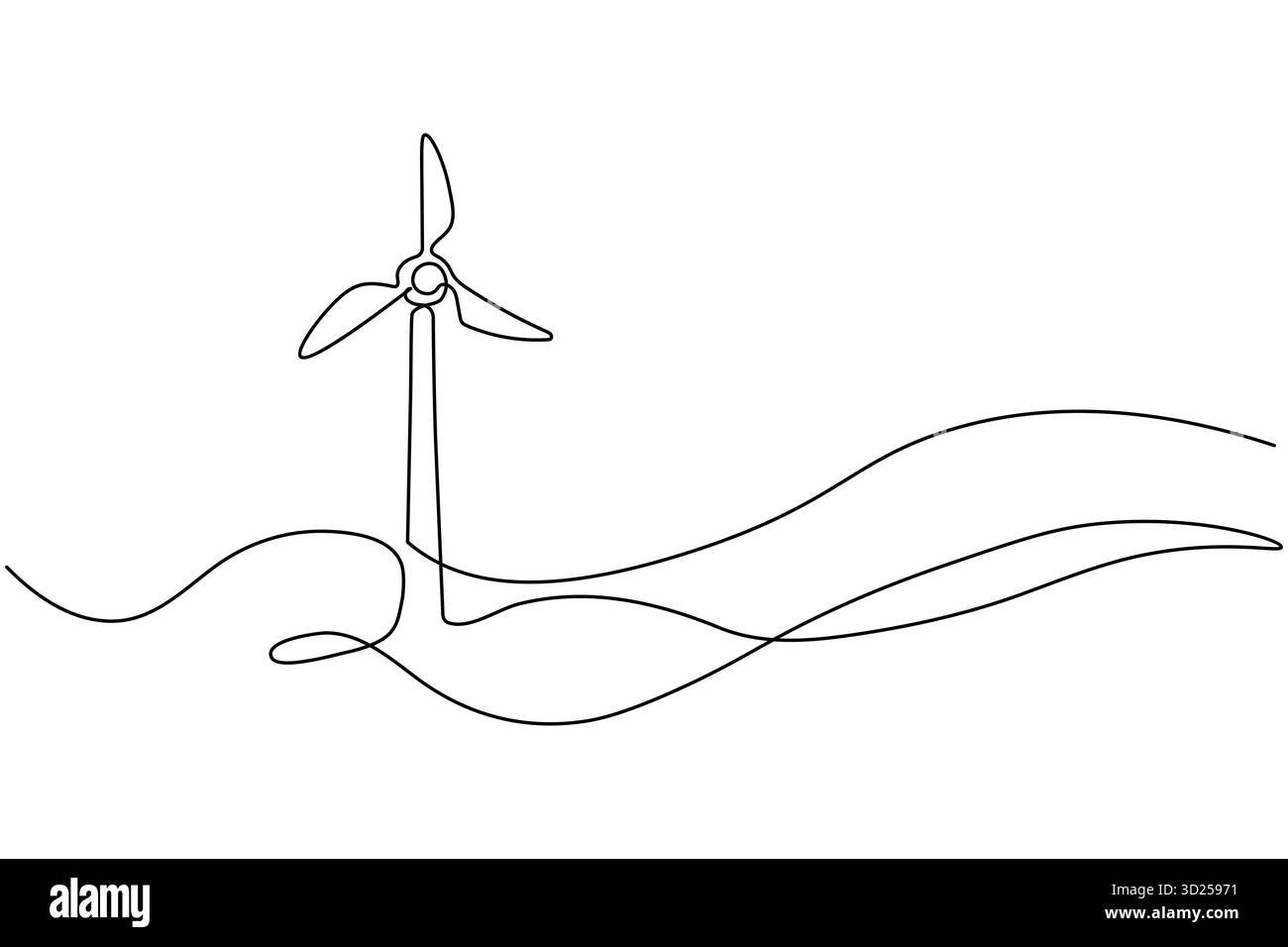 Wind turbine icon continuous one line drawing minimalist style vector ...