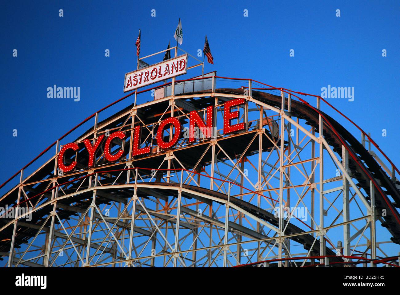 The wooden Cyclone rollercoaster in Coney Island, New York, in Brooklyn ...