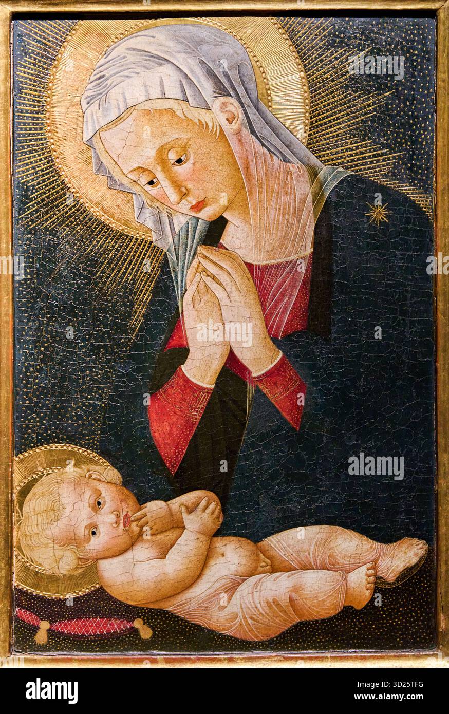Adoration of the Child, Tempera on wooden panel, circa 1475, PSEUDO PIER FRANCESCO FIORENTINO (Firenze, 1458 circa-1501), Accademia gallery, Galleria Stock Photo