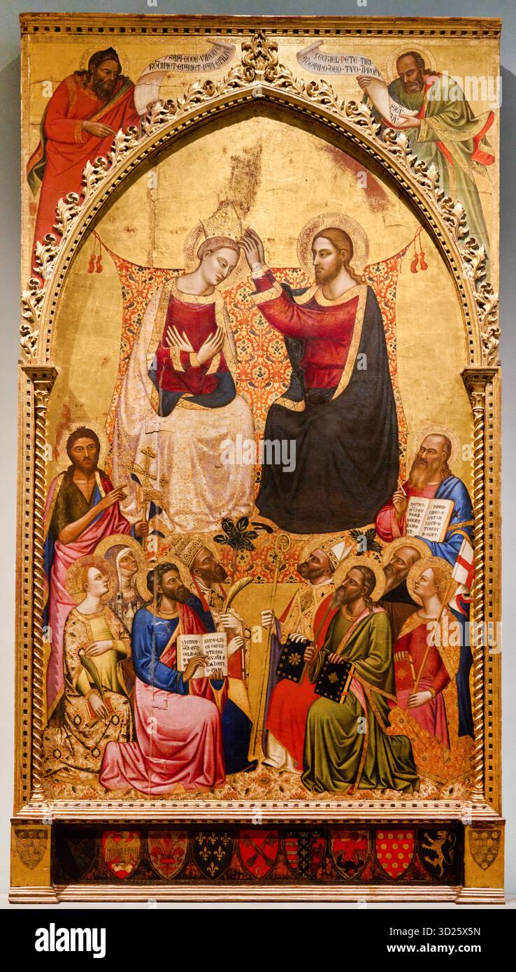 Coronation of the Virgin, Panel, 1372-1373, JACOPO di CIONE, NICCOLO' di TOMMASO, SIMONE di LAPO, Accademia gallery, Galleria dell’Accademia, Florence Stock Photo