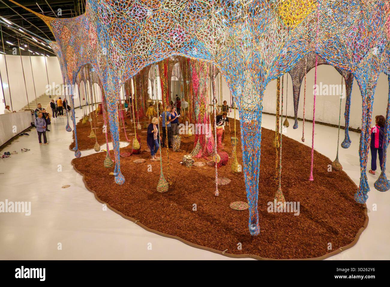 Nosso Barco Tambor Terra [our boat drum earth] by Brazilian contemporary artist Ernesto Neto at MAAT in Lisbon, Portugal, Europe Stock Photo