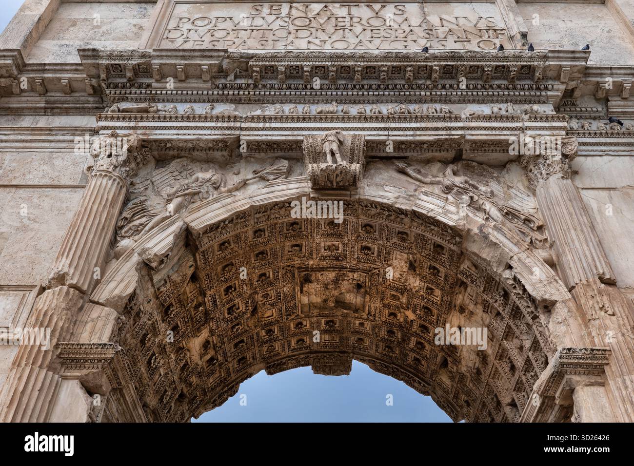 Roman Arch Inscription Arch of Titus (Latin: Arcus Titi) architectural details in Rome, Italy ...