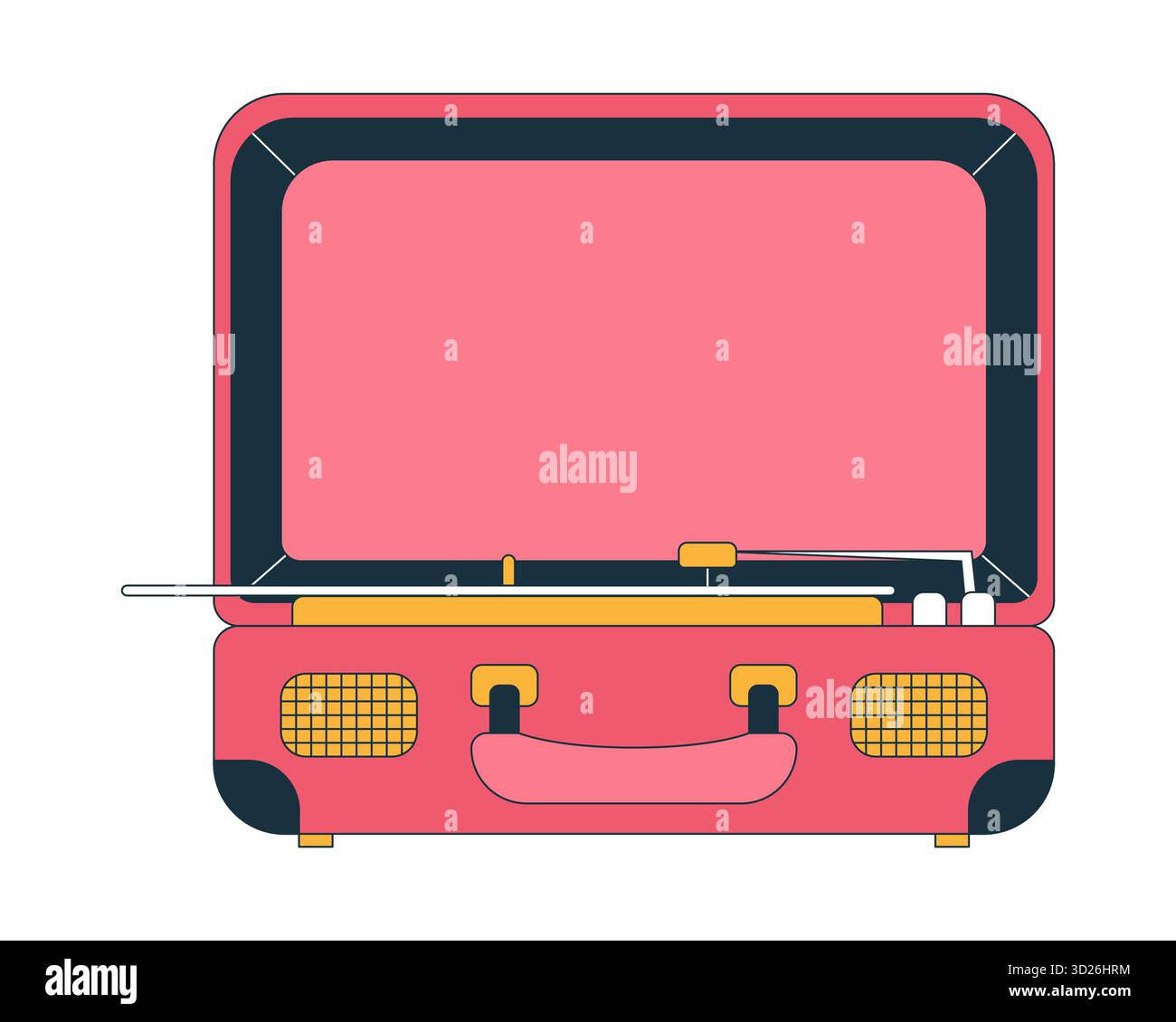 Vintage suitcase record player 2D cartoon object Stock Vector