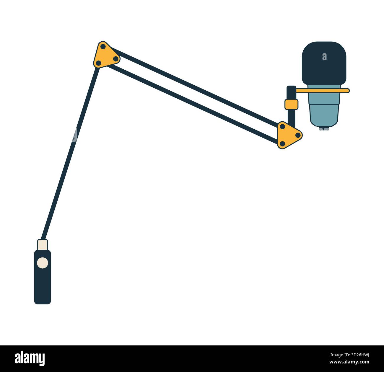 Professional boom arm microphone setup 2D cartoon object Stock Vector