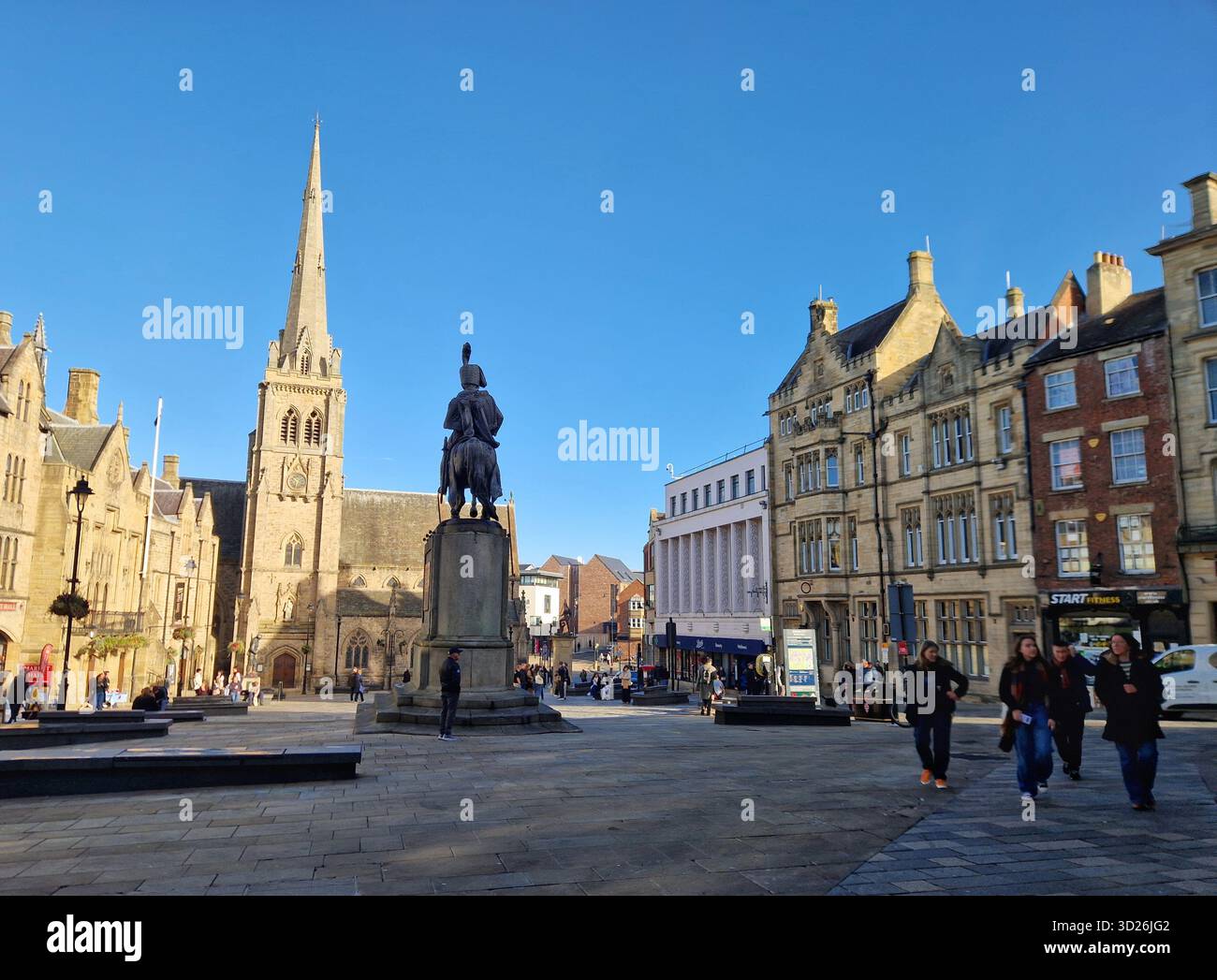 Market Place, Durham, UK on a sunny autumnal morning - Smartphone Captured Stock Image