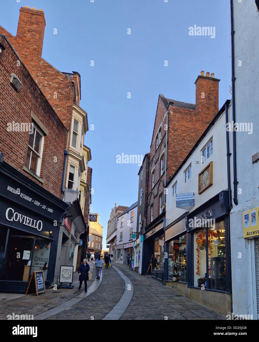 Silver street, Durham, UK on a sunny autumn morning in 2025 - Smartphone Captured Stock Image